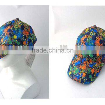 WL-0475 100% Cotton Colorful Graffiti Baseball Outdoor Caps Around Studs Trim