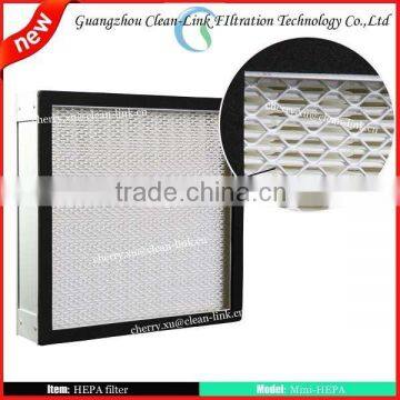 Aluminum frame glassfiber deep-pleated Hepa filter for ventilation system