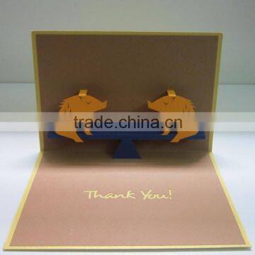 3D Pop up greeting card Thank you Pigs card