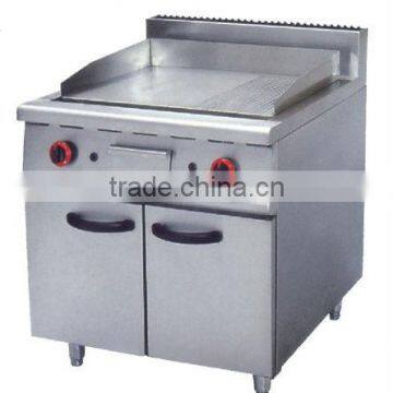 Gas half grooved griddle with cabinet