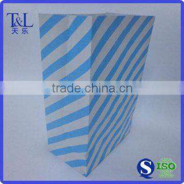Factory supply square bottom blue printing paper gift bag, blue and white stripes paper bag