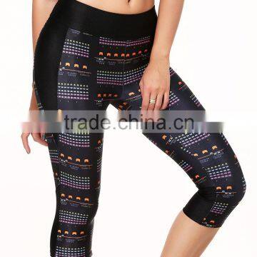 Womens YOGA Running Sports Gym Pants High Waist Printed Cropped Leggings Fitness