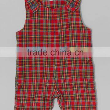 New Summer Red Cotton Plaid Baby Girls Shortalls Infant Kids Romper Newborn ClothesToddler Overalls G-NPRR90628-25