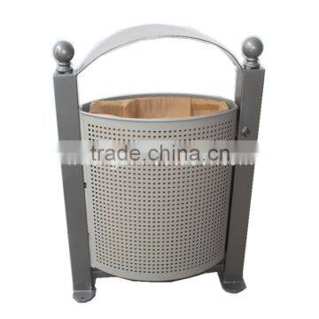 Powder coated perforated steel public dustbin metal street dustbin