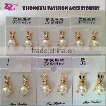 new high quality custom fashion gold plated lovely rabbit bunny earring