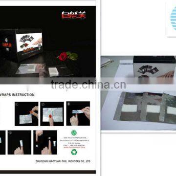 nail polish remover wrap alu foil sheets with embossed logo