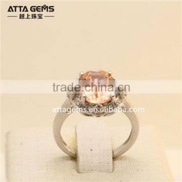 fashion created morganite #777 oval shape 925 silver ring for girl