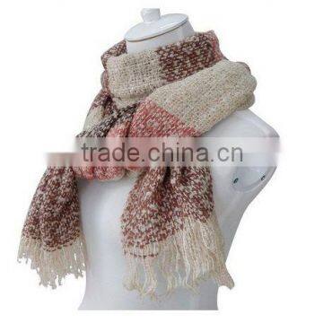 Women's Large Mohair Tassels Plaid Long Warm Soft Scarf Wraps Shawl