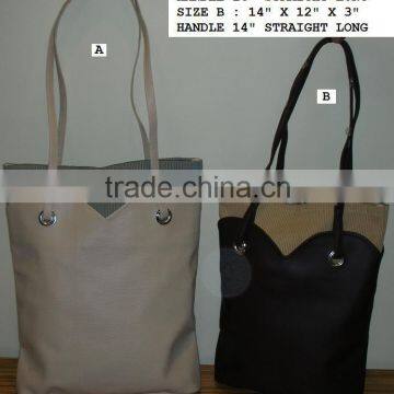 Cotton/ Leather tote bag with self handle