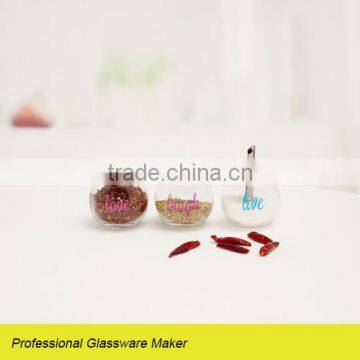 new design 3pcs glass spice jar with decal