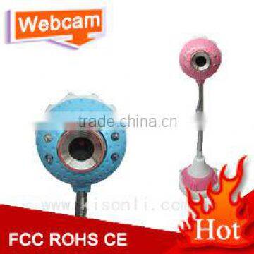 New cartoon free driver usb 2.0 led light webcam