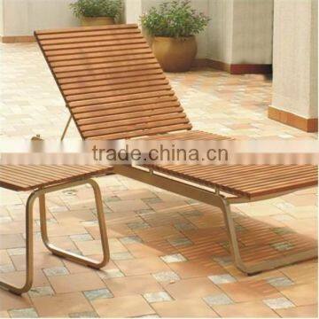 Stainless Steel Frame Wood Outdoor Furniture Leisure Reclining Chair And Side Table