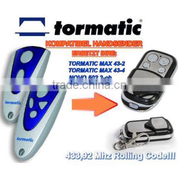 For TORMATIC MAX 43-2,MAX 43-4,NOVO 502 2-CH,NOVO 504 4-CH compatible remote replacement 433,92mhz