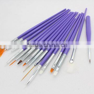 15 in 1 Wholesale 15pcs Nail Art Brush Set Nail Art Gel and 3D Paint Brush Set