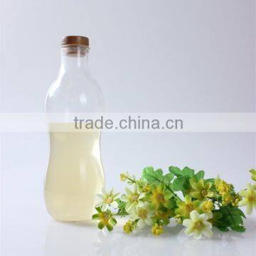 500ml factory price mouth blown antique shape transparent bamboo lid pyrex glass bottle