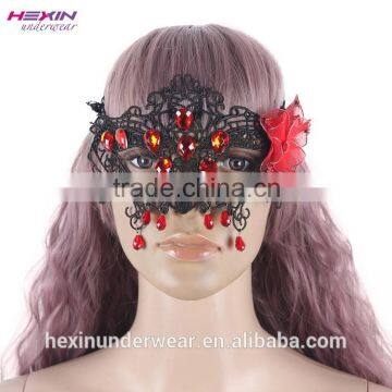 Square Purple Flower Black Lace Cheap Face Party Mask Malaysia photo-2