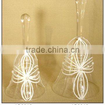 Decorative Clear Hanging Glass Bell with Patterns and Pearl