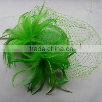 Sinamay Feathered Fascinator with comb and Veil