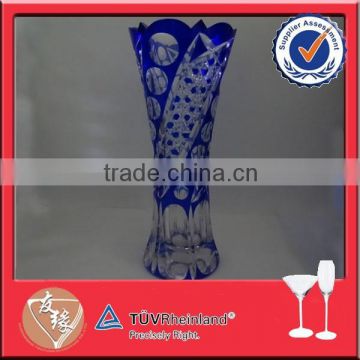 Hand blown blue large glass vase made in China