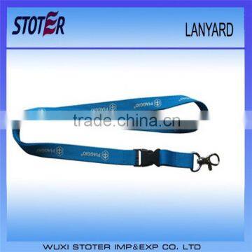 blue color custom logo printed lanyard st7055