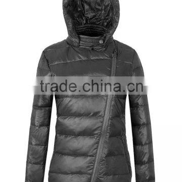 men and women's new fashion locomotive high quality waterproof inclined zipper hoody down short coat