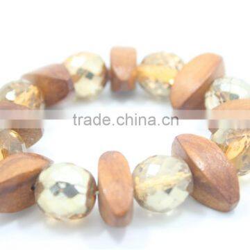 Bohemian Gemstone Glam Vintage Style Brown UV Plated Beads Tibetan Stretch Bracelet Brown Wood Bracelet