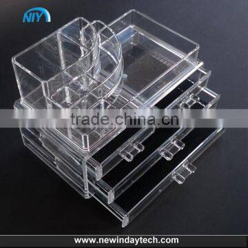 Hot sale acrylic lucite makeup organizer / acrylic makeup display box / acrylic makeup organizer with drawer