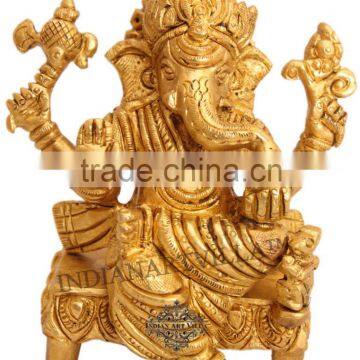 Handmade Brass Set of Ganesh Laxmi Ji God Goddess Hinduism Religious Antique Gift
