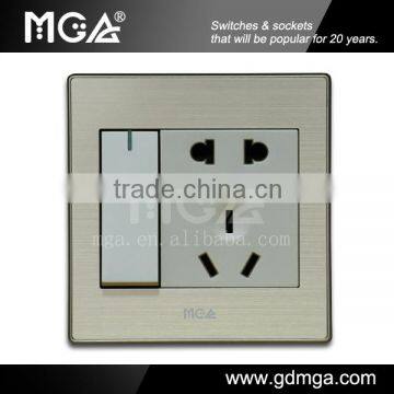 10A Electric Switch and Socket w Metal Panel