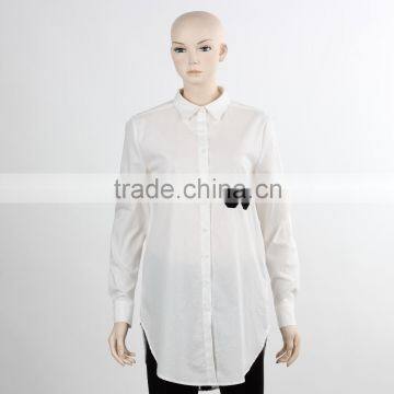 F5W11006 Custom White Longline Shirts For Women