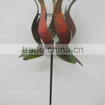 made in china handpainting metal flower garden wind spinner