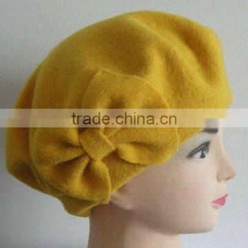 Wool knitted ladies' beret hats(Yellow)