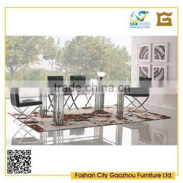 Modern dining room furniture black glass top metal frame dining table sets