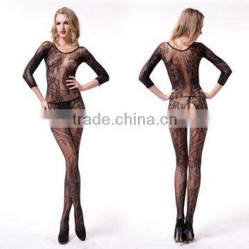 Fishnet Body Stocking Manufacturer Round-Neck Fishnet Long Sleeves Body stocking