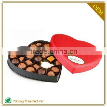 Custom Heart Shaped Chocolate Packaging Box With Printing Red Ribbon