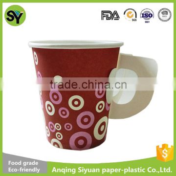 colorful 7oz 9oz cheap disposable hot drink paper tea cup with handle