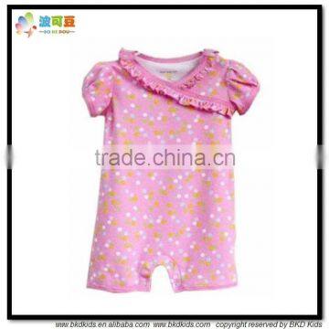 BKD Pink polka dots cotton baby romper for baby girls wear