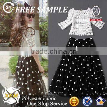 Polyester woven digital printed dot chiffon fabric