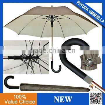 2016 25inch 14mm Luxury Auto Fiberglass And Gold Aluminum Frame Double Layers High Quality Straight Umbrella