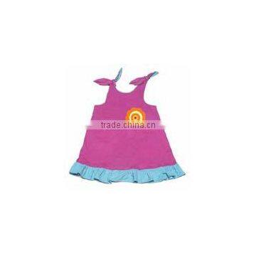 Customized girls pink corduroy ruffle jumper with ties ballerina Factory Price Girls Dress