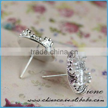 Silver Earring Bezel Settings outside diameter 10/12mm /14mm/18mm 20 pair each size stock item