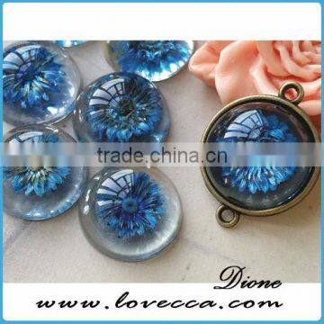 2015 New arrival !!! 5 colors of resin cabochon dome 12mm/14mm/25mm round real dry flower inside