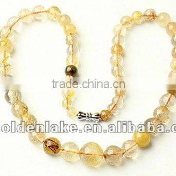 Golden Rutilated Quartz Graduated Plain Round Beads