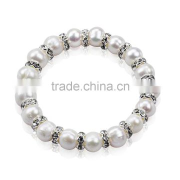 SCI021 9mm potato shape nature freshwater pearl bracelet elastic