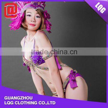 Hot Handmade Purple Feather Rhinestone Sexy Women Carnival Costumes photo-3