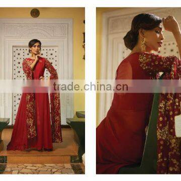 Astute Maroon Georgette Gown Style Suit/latest gown designs/wholesale gown