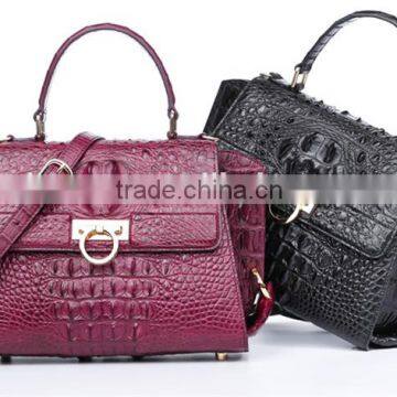 OEM ODM Leather Handbag for Women, Genuine Crocodile Skin