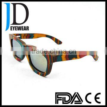 High Quality Colorful Skateboard Wood Retro Style Wooden Sunglasses
