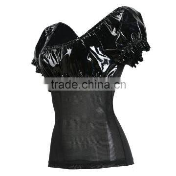 GOTHIC BLACK FAUX LEATHER STEAMPUNK CORSET OUTER GARMENT WHOLESALE CHEAP PRICE photo-3