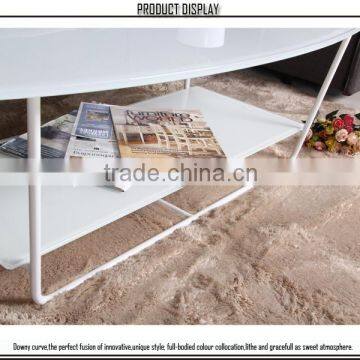 Modern Style Living Room Stainless Steel Super White Glass Coffee Table